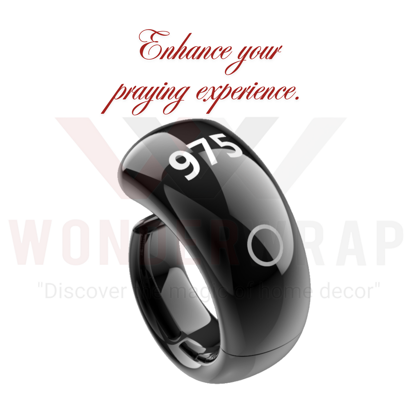 Wonderwrap- Decor Smart Zikr Counter Ring with Digital Finger Counter & Prayer Time Reminder | Portable Tasbih Ring Worship (SQ976)