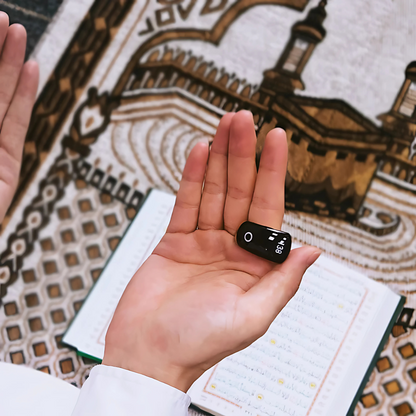 Wonderwrap- Decor Smart Zikr Counter Ring with Digital Finger Counter & Prayer Time Reminder | Portable Tasbih Ring Worship (SQ976)