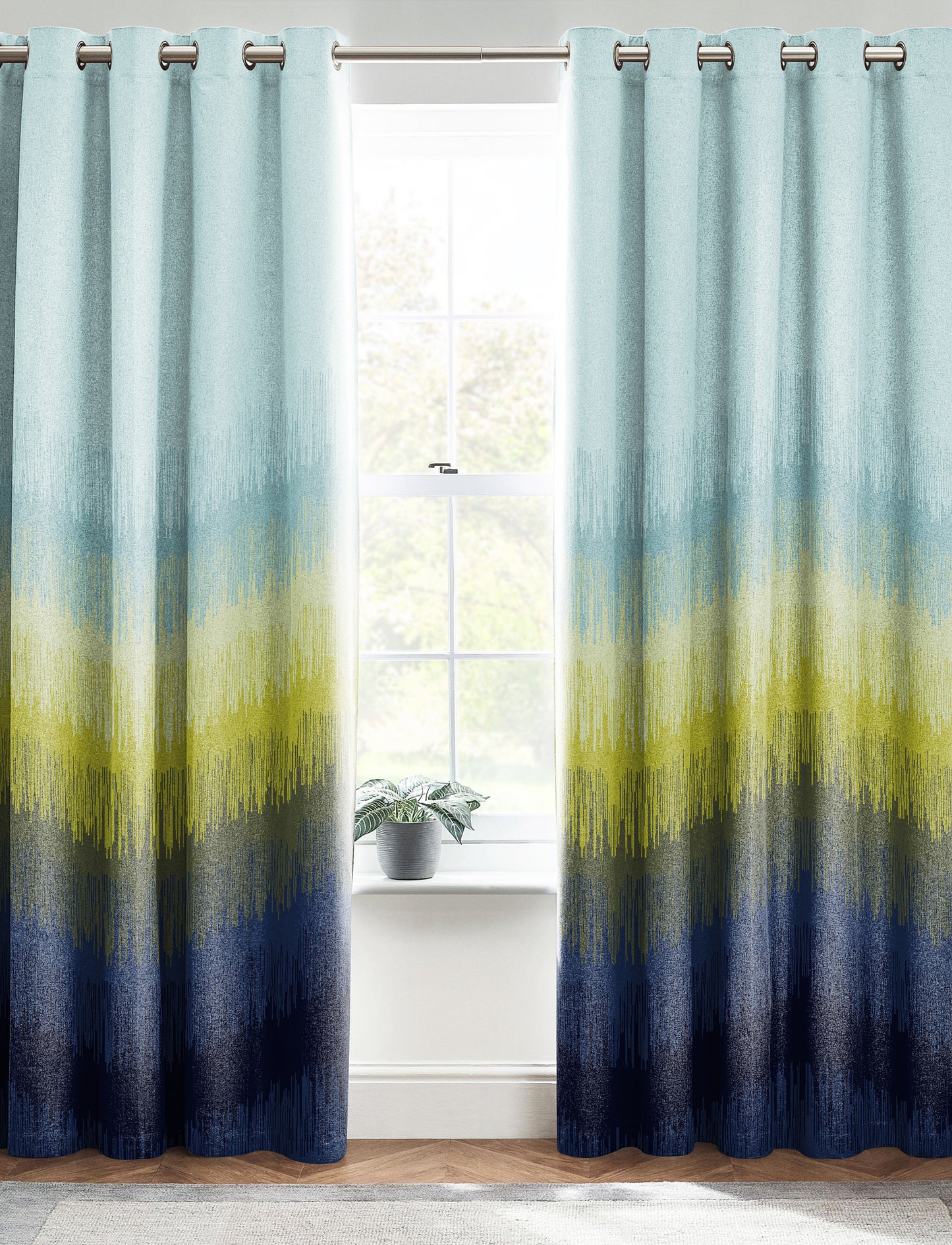 MATRIX GREEN CURTAINS BLACKOUT PRINTED FOR LIVING & BEDROOMS (SET OF 2)
