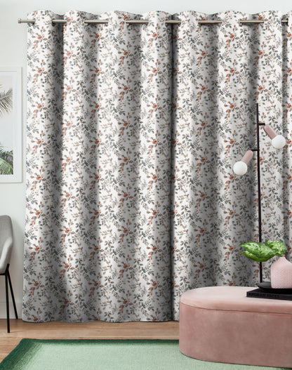 REVERSIBLE RUST CURTAINS BLACKOUT PRINTED FOR LIVING & BEDROOMS (SET OF 2)