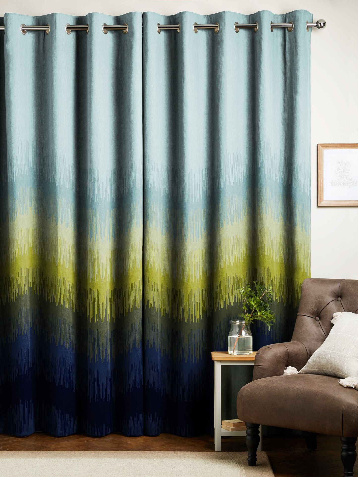 MATRIX GREEN CURTAINS BLACKOUT PRINTED FOR LIVING & BEDROOMS (SET OF 2)