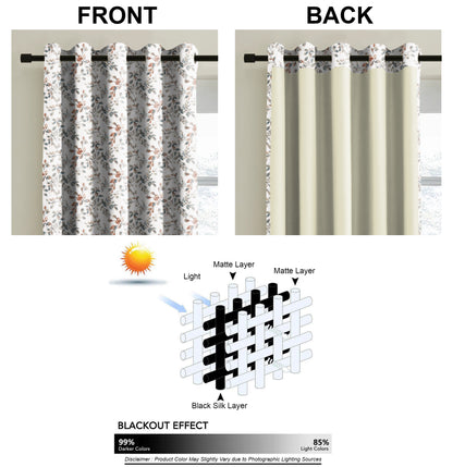 REVERSIBLE RUST CURTAINS BLACKOUT PRINTED FOR LIVING & BEDROOMS (SET OF 2)