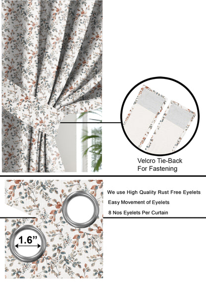 REVERSIBLE RUST CURTAINS BLACKOUT PRINTED FOR LIVING & BEDROOMS (SET OF 2)