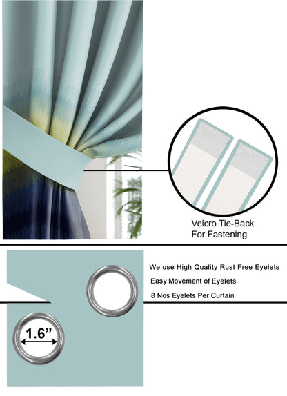 MATRIX GREEN CURTAINS BLACKOUT PRINTED FOR LIVING & BEDROOMS (SET OF 2)